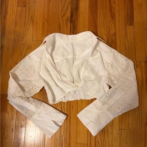 A.L.C. White Blouse with Eyelet Sleeves